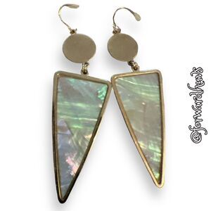 Beautiful Gold Tone Mother of Pearl Dangle Earrings